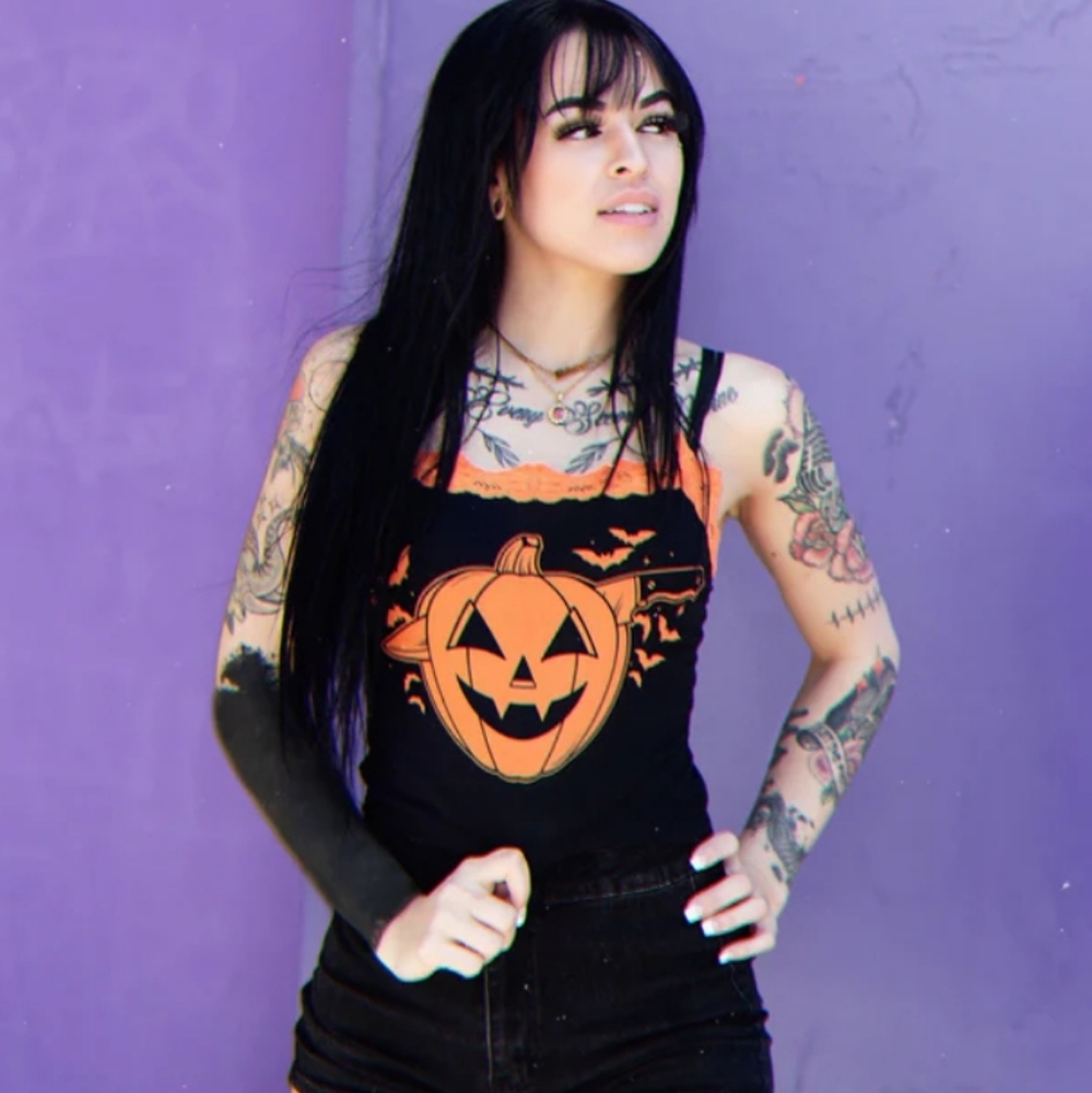 PUMPKIN ORANGE LACE TANK (halloween)